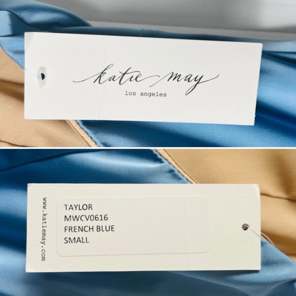 Katie May Taylor Gown in French Blue Bustier Strapless Maxi Dress Satin Small S - Picture 7 of 14